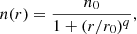$$ \begin{aligned} n(r)=\frac{n_{0}}{1+(r/r_{0})^{q}}, \end{aligned} $$