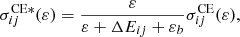 $$ \begin{aligned} \sigma _{ij}^{\mathrm{CE*} }(\varepsilon ) = \frac{\varepsilon }{\varepsilon + \Delta E_{ij} + \varepsilon _{b}} \sigma _{ij}^{\mathrm{CE} }(\varepsilon ), \end{aligned} $$