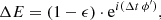 $$ \begin{aligned} {{\Delta } E} = (1- \epsilon ) \cdot \mathrm{e}^{i ({{\Delta } t} \, \phi ^{\prime })}, \end{aligned} $$