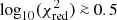 $ {\log _{10}}(\chi _{{\rm{red}}}^2) \mathbin{\lower.3ex\hbox{$\buildrel>\over {\smash{\scriptstyle\sim}\vphantom{_x}}$}} 0.5 $