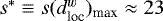 $s^*\equiv s(d^w_{\textrm{loc}})_{\textrm{max}} \approx 23$