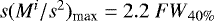 $s(M^i/s^2)_{\textrm{max}} = 2.2\;{FW}_{40\%}$