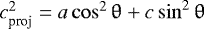 $c_{\textrm{proj}}^2={a \cos^2 \mathrm{\theta} &#x002B; c \sin^2 \mathrm{\theta}}$