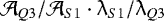 $\mathcal{A}_{Q3} / \mathcal{A}_{S1} \cdot \lambda_{S1} / \lambda_{Q3}$