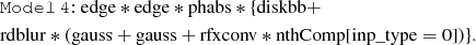 $$ \begin{aligned}&\mathtt{Model\,4{:}}\;{\mathrm{edge}} *{\mathrm{edge}} *{\mathrm{phabs}} *\{ {\mathrm{diskbb}} + \\&{\mathrm{rdblur}} *({\mathrm{gauss}} + {\mathrm{gauss}} + {\mathrm{rfxconv}} *{\mathrm{nthComp}}[{\mathrm{inp}}\_{\mathrm{type}}=0])\}. \end{aligned} $$
