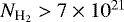 ${N_{\textrm{H}_{2}}}>7\times10^{21}$