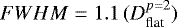 $FWHM=1.1\,(D_{\textrm{flat}}^{p=2})$