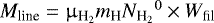 ${M_{\textrm{line}}}= \upmu_{\textrm{H}_2}m_{\textrm{H}} {N_{\textrm{H}_{2}}}^0 \times W_{\textrm{fil}}$