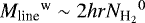 ${M_{\textrm{line}}}^{\textrm{w}}\sim2{hr}{N_{\textrm{H}_{2}}}^0$
