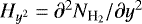 $H_{y^{2}}=\partial ^{2}{N_{\textrm{H}_{2}}}/\partial y^{2}$