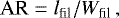 \begin{equation*} \textrm{AR}=l_{\textrm{fil}}/W_{\textrm{fil}}\,, \end{equation*}