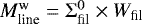 $M^{\textrm{w}}_{\textrm{line}}=\Sigma_{\textrm{fil}}^0 \times W_{\textrm{fil}} $