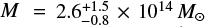 $ M = 2.6^{+1.5}_{-0.8}\times10^{14} M_\odot $