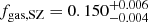 $ f_{\mathrm{gas,SZ}}=0.150_{-0.004}^{+0.006} $