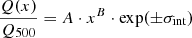 $$ \begin{aligned} \frac{Q(x)}{Q_{500}} = A \cdot x^B \cdot \exp (\pm \sigma _{\rm int}) \end{aligned} $$