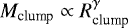 $M_{\textrm{clump}}\propto R_{\textrm{clump}}^{\gamma}$