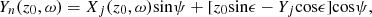 $$ \begin{aligned} {Y_n}({z_0},{\omega })&={X_j}({z_0},{\omega }){\sin }{\psi }+ [{z_0}{\sin }{\epsilon }-{Y_j}{\cos }{\epsilon }]{\cos }{\psi }, \end{aligned} $$