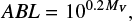 $ \begin{equation} ABL = 10^{0.2 M_V}, \label{ABL1} \end{equation} $