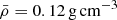 $ \bar{\rho} = 0.12 \,{\rm{g}}\,{\rm{c}}{{\rm{m}}^{ - 3}} $