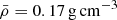 $ \bar{\rho} = 0.17\,{\rm{g}}\,{\rm{c}}{{\rm{m}}^{ - 3}} $