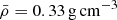 $ \bar{\rho} = 0.33 \,{\rm{g}}\,{\rm{c}}{{\rm{m}}^{ - 3}} $