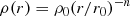 $$ \begin{aligned} \rho (r) = \rho _0 (r/r_0)^{-n} \end{aligned} $$
