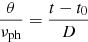$$ \begin{aligned} \frac{\theta }{\nu _{\mathrm{ph} }} = \frac{t-t_0}{D} \end{aligned} $$