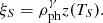 $$ \begin{aligned} \xi _S = \rho _{\mathrm{ph} }^{\gamma }z(T_S). \end{aligned} $$