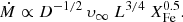 $$ \begin{aligned} \dot{M} \propto D^{-1/2}\, \upsilon_\infty ~L^{3/4}~X_{\rm Fe}^{0.5}. \end{aligned} $$