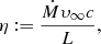 $$ \begin{aligned} \eta := \frac{\dot{M} \upsilon_\infty c}{L}, \end{aligned} $$