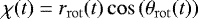 \begin{align*} \chi(t)\;{=}\;r_{\mathrm{rot}}(t) \cos{(\theta_{\mathrm{rot}}(t))} \end{align*}