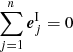$ \sum_{j=1}^n \boldsymbol{e}_j^{\mathrm{I}} = 0 $