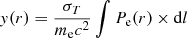 $$ \begin{aligned} { y}(r)= \frac{\sigma _T}{m_{\rm e} c^2} \int P_{\rm e}(r) \times \mathrm{d}l \end{aligned} $$