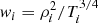 $ {w_i} = \rho _i^2/T_i^{3/4} $