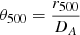 $ \theta_{500}=\frac{r_{500}}{D_A} $