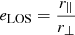 $ e_{\mathrm{LOS}}=\frac{r_{\parallel}}{r_{\bot}} $