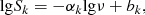 $$ \begin{aligned} \mathrm{lg} S_k = -\alpha _k \mathrm{lg} \nu +b_k, \end{aligned} $$