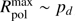 $ R^{\mathrm{max}}_{\mathrm{pol}} \sim p_d $