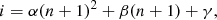 $$ \begin{aligned} i = \alpha (n + 1)^2 + \beta (n + 1) + \gamma , \end{aligned} $$
