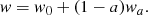 $$ \begin{aligned} \textit{w} = \textit{w}_{0} + (1 - a)\textit{w}_a . \end{aligned} $$