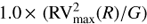 $ 1.0 \times {\mkern 1mu} ({\rm{RV}}_{{\rm{max}}}^2(R)/G) $