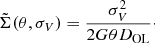 $$ \begin{aligned} \tilde{\Sigma }(\theta , \sigma _V) = \dfrac{\sigma _{V}^{2}}{2 G \theta D_{\rm OL}}\cdot \end{aligned} $$