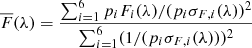 $$ \begin{aligned} \overline{F}(\lambda ) = \frac{\sum _{i=1}^6 p_i F_i(\lambda )/(p_i \sigma _{F,i}(\lambda ))^2}{\sum _{i=1}^6 (1/(p_i \sigma _{F,i}(\lambda )))^2} \end{aligned} $$