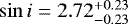 $\sin{i} =2.72_{-0.23}^{&#x002B;0.23}$