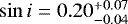 $\sin{i}=0.20_{-0.04}^{&#x002B;0.07}$