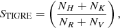 $$ \begin{aligned} S_{\mathrm{TIGRE}} = \left( \frac{N_{H}+N_{K}}{N_{R}+N_{V}} \right), \end{aligned} $$