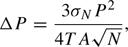 $$ \begin{aligned} \Delta P = \frac{3\sigma _{N}P^{2}}{4TA\sqrt{N}}, \end{aligned} $$
