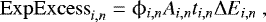 \begin{equation*} \mathrm{ExpExcess}_{i,n} = \phi_{i,n} A_{i,n} t_{i,n} \Delta E_{i,n}~, \end{equation*}