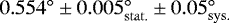 $0.554^{\circ} \pm 0.005_{\mathrm{stat.}}^{\circ} \pm 0.05_{\mathrm{sys.}}^{\circ}$