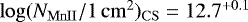 $\log(N_{\mathrm{MnII}}/1\,\mathrm{cm}^2)_{\mathrm{CS}}=12.7^{&#x002B;0.1}$
